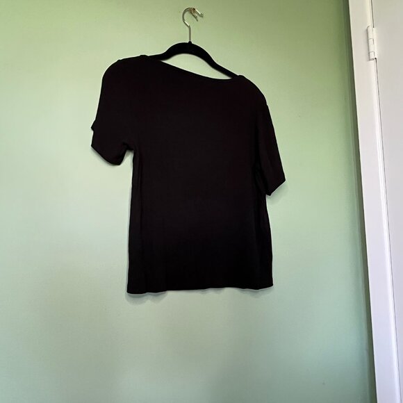 Revolve LNA Asymmetrical Neck Rayon Ribbed Rio Tee Shirt Size Medium M - Picture 8 of 8